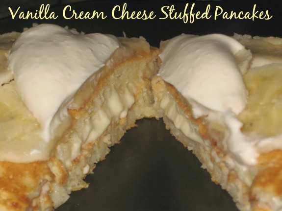 Vanilla Cream Cheese Stuffed Pancakes