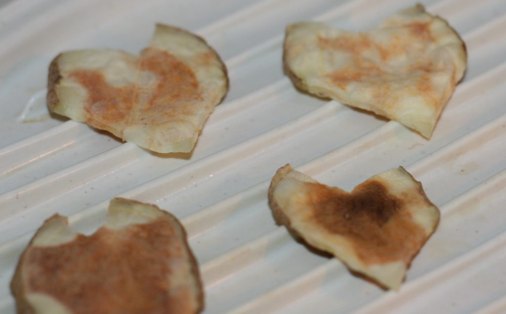 Homemade, Baked Potato Chips Heart Shaped for Valentine's Day! A