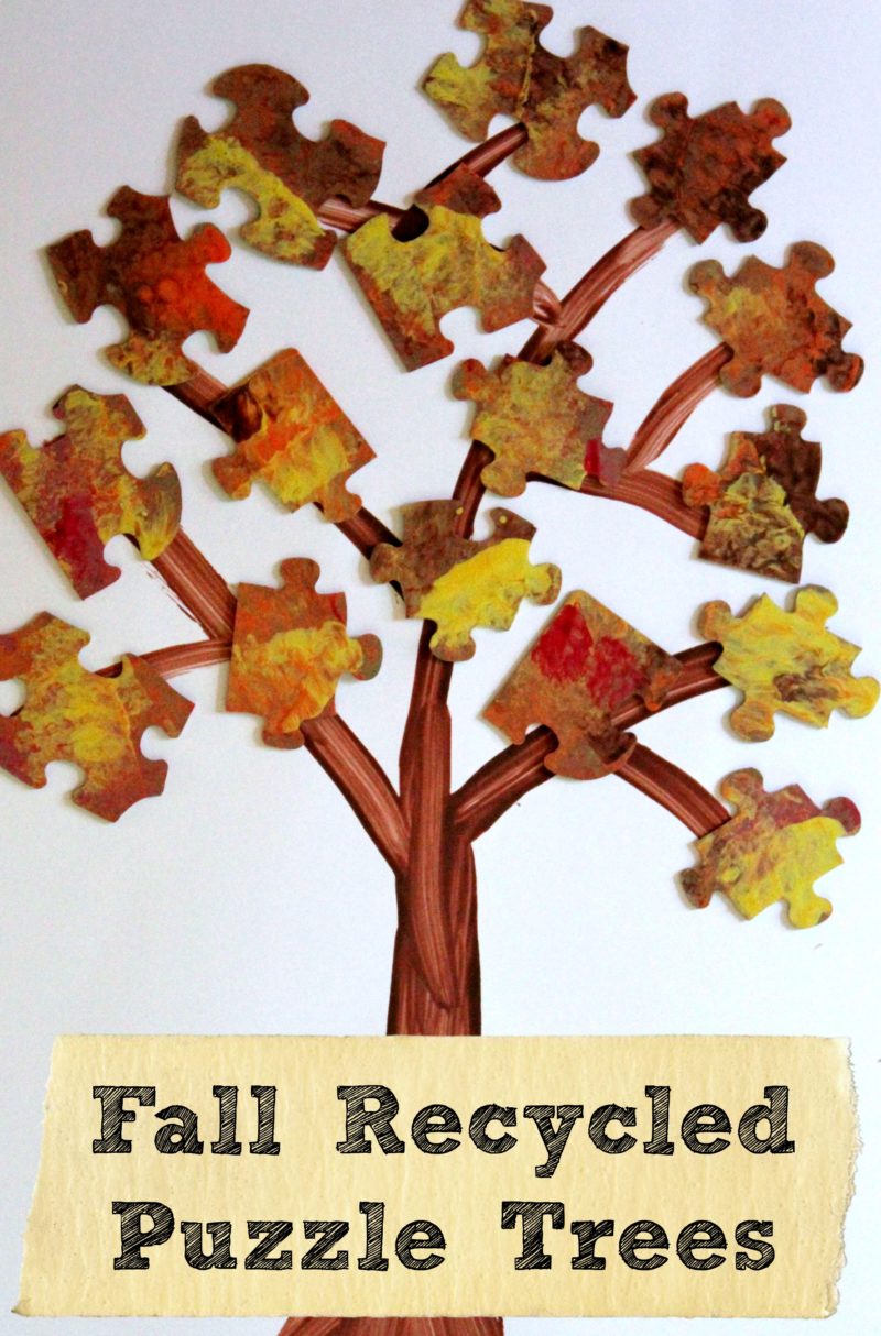 Fall Recycled Puzzle Trees