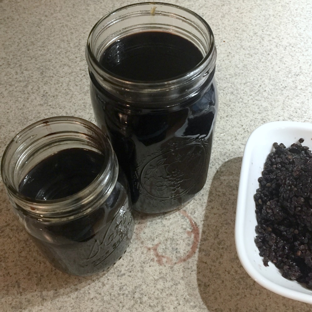 Homemade Elderberry Syrup Jars