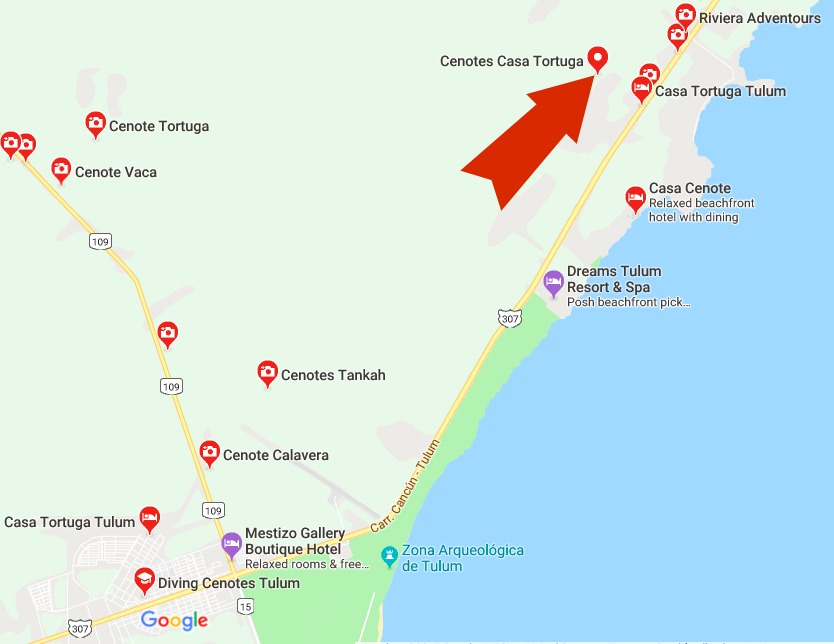 Casa Tortuga Cenote Map