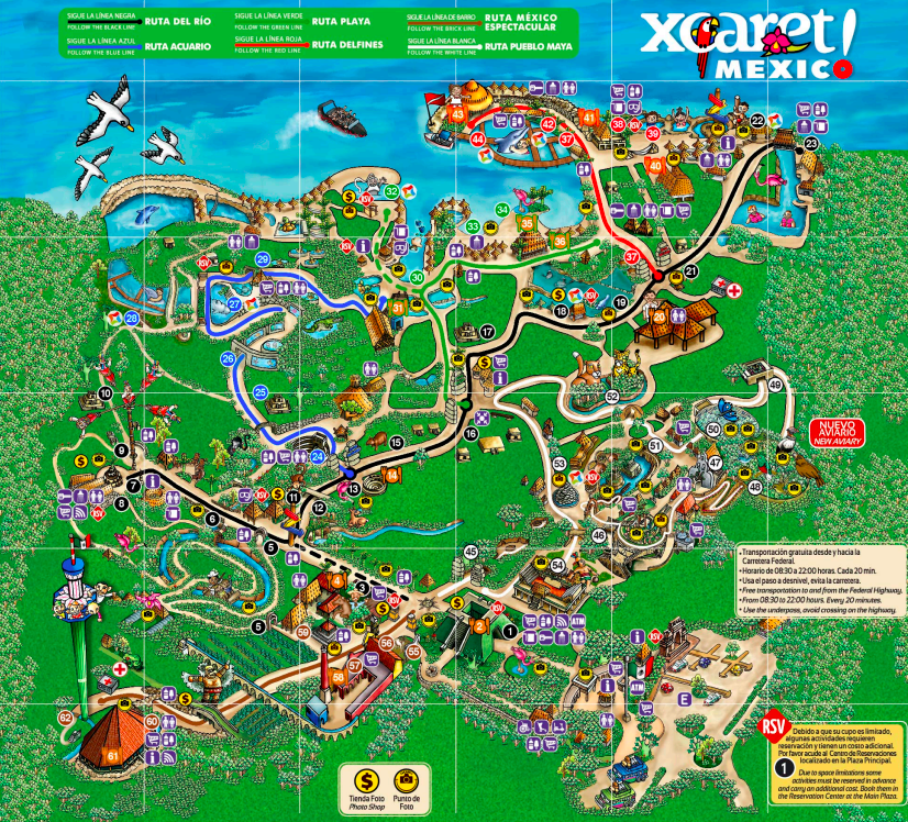 Xcaret Map